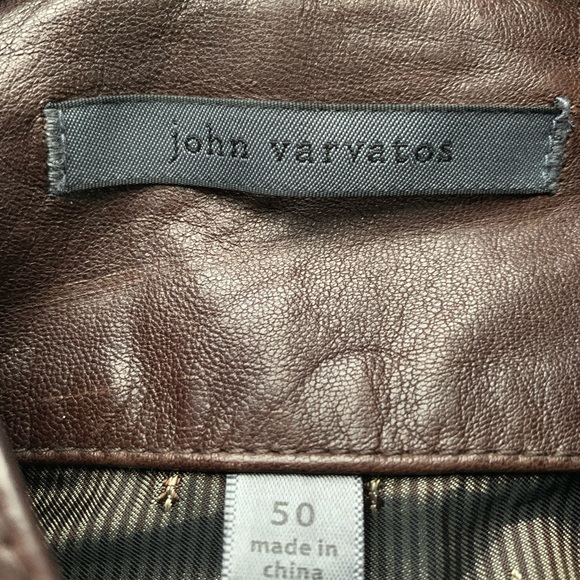 John Varvatos Designer Brown Leather Jacket NWOT - Picture 7 of 11
